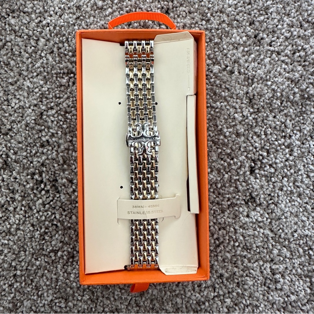 Tory Burch Eleanor Gold & Silver Stainless Steel Apple Watch Band